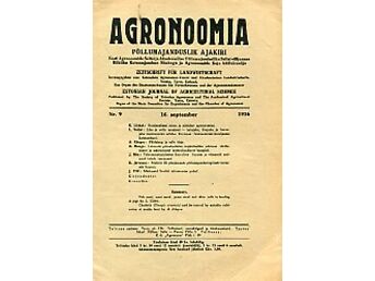 AGRONOOMIA 1936/9. PÕLLUMAJANDUSLIK AJAKIRI. ZEITSCHRIFT FÜR LANDWIRTSCHAFT. ESTONIAN JOURNAL OF AGRICULTURAL SCIENCE