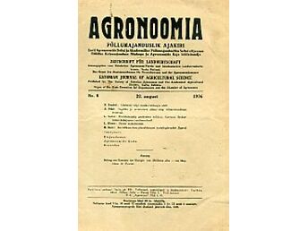 AGRONOOMIA 1936/8. PÕLLUMAJANDUSLIK AJAKIRI. ZEITSCHRIFT FÜR LANDWIRTSCHAFT. ESTONIAN JOURNAL OF AGRICULTURAL SCIENCE
